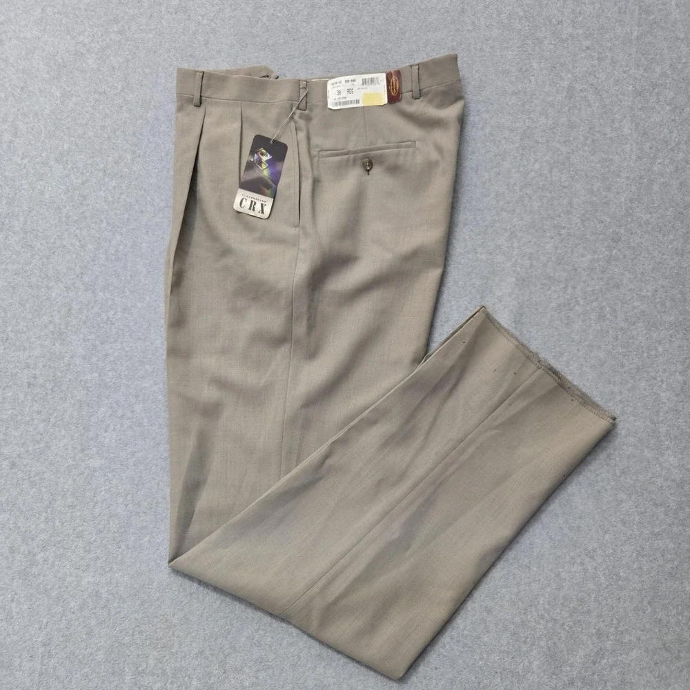 Corbin CRX Pants Mens 38 Regular Wool Pleated Dress Slacks Unfinished‎ Hem New